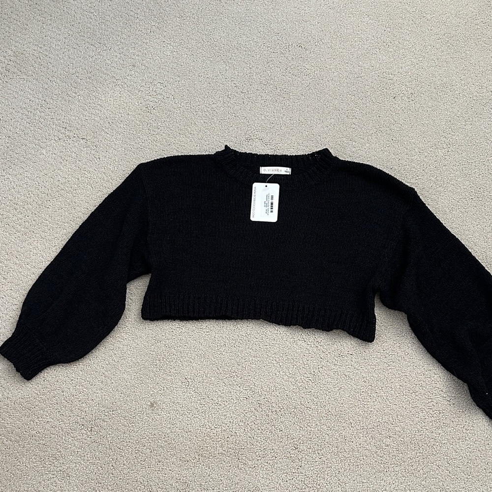 NWT- Black Cropped Sweater
